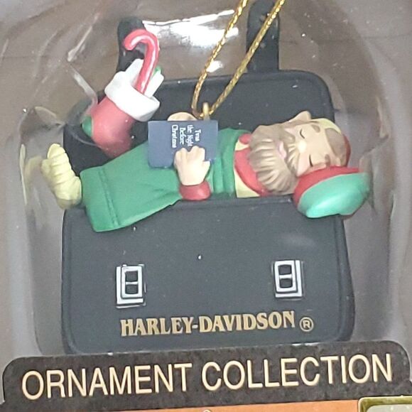 Harley Davidson Other - Vtg 2000 Harley Davidson North Pole Motorcycle Club Ornament Elf in Saddlebag
